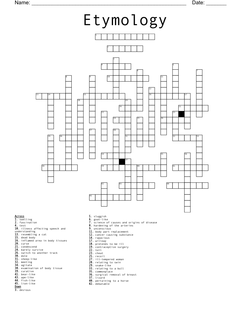 Etymology Crossword