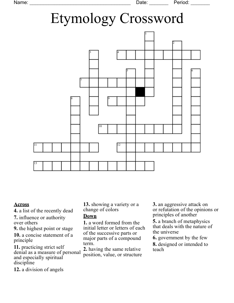 Etymology Crossword