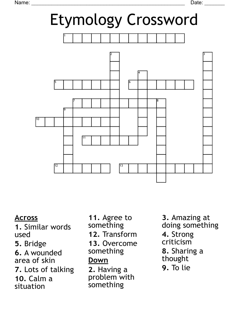 Etymology Crossword