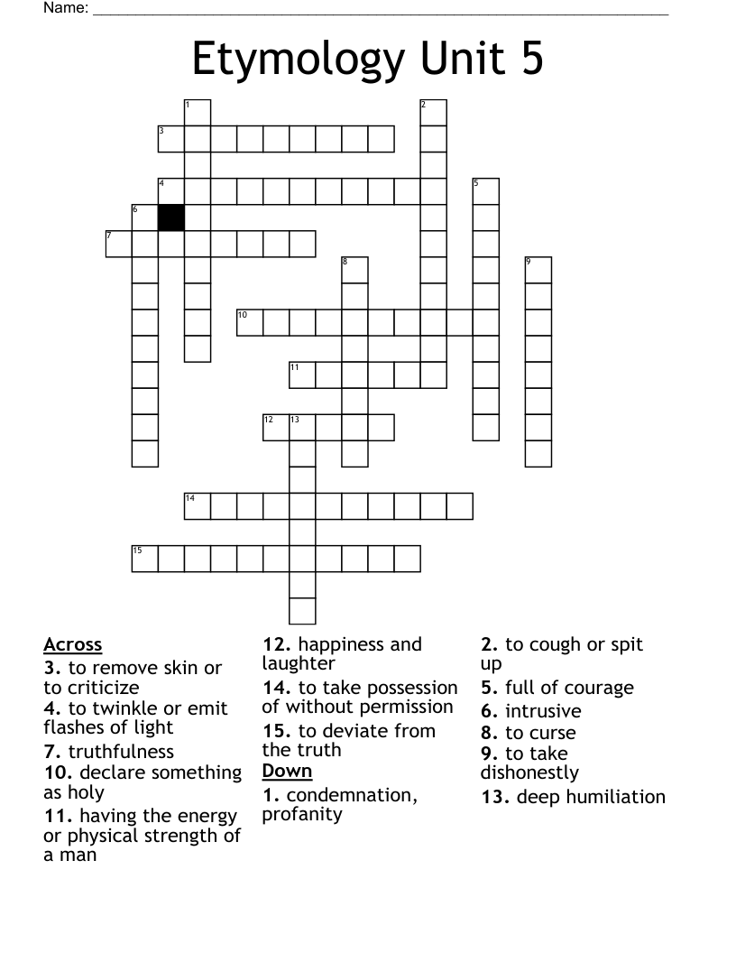 Etymology Unit 5 Crossword