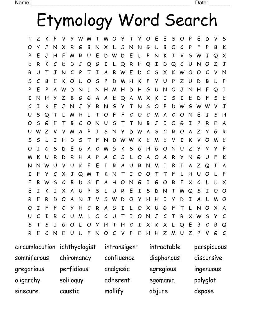 Etymology Word Search