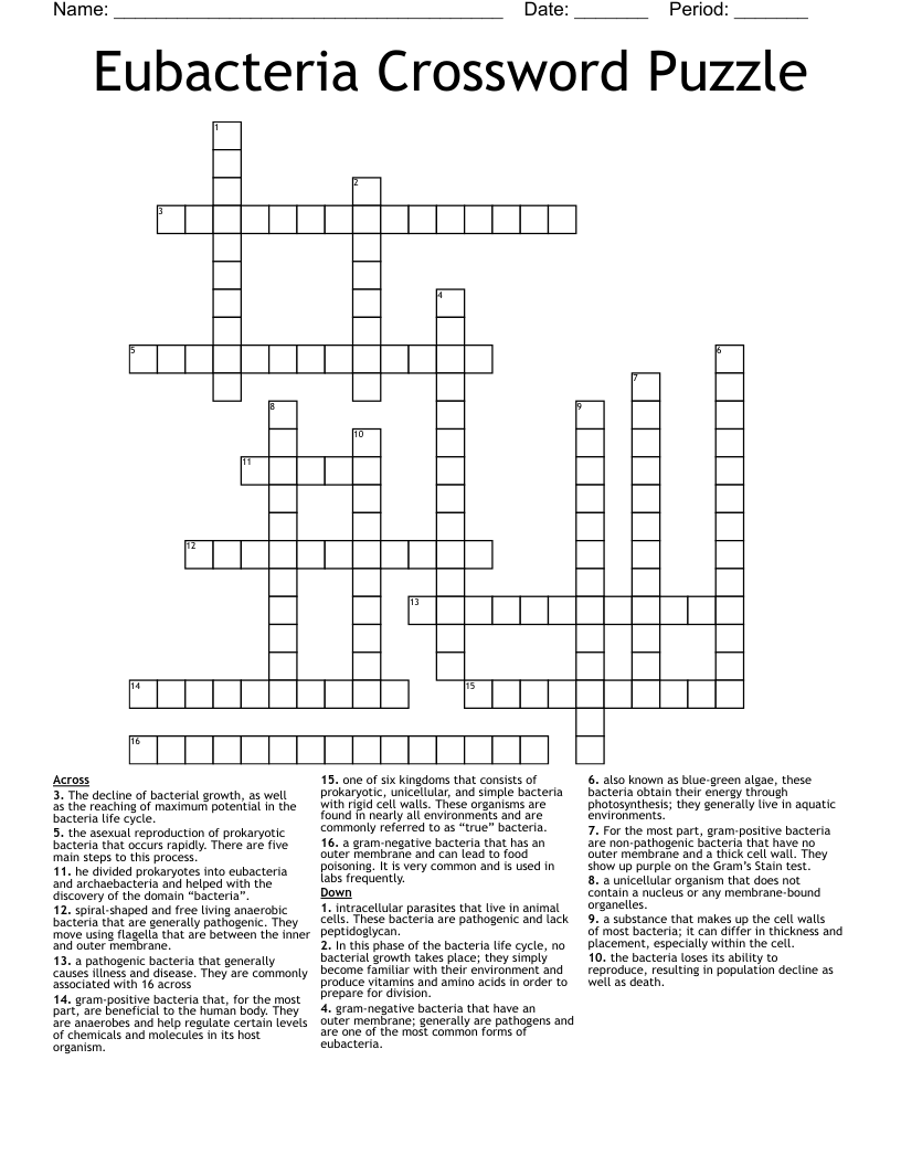 Eubacteria Crossword Puzzle