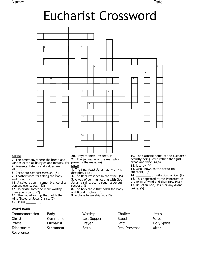 Eucharist Crossword