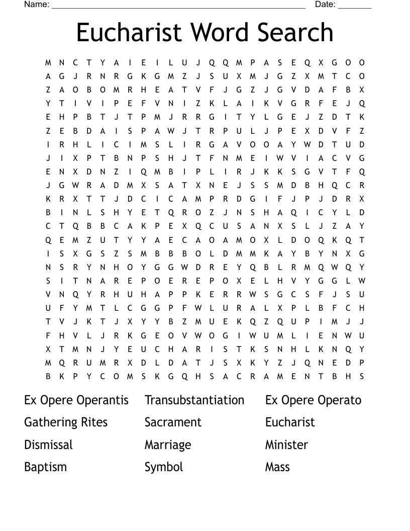 Eucharist Word Search