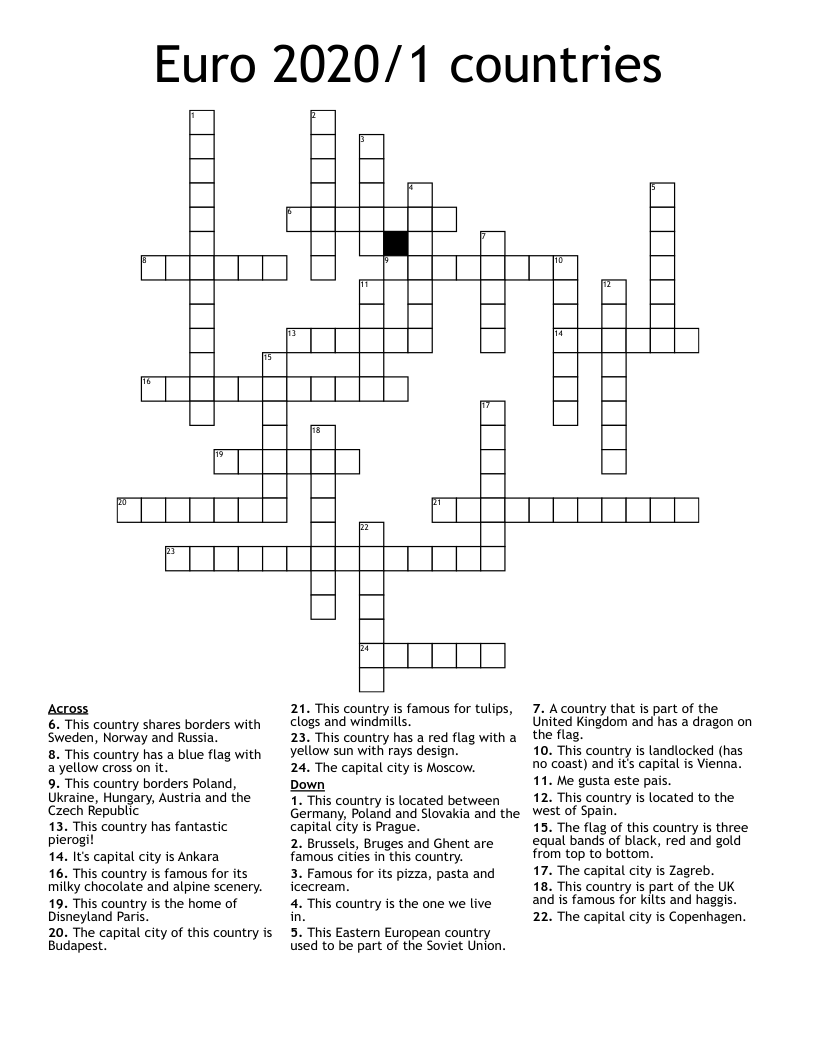 Euro 2020/1 countries Crossword
