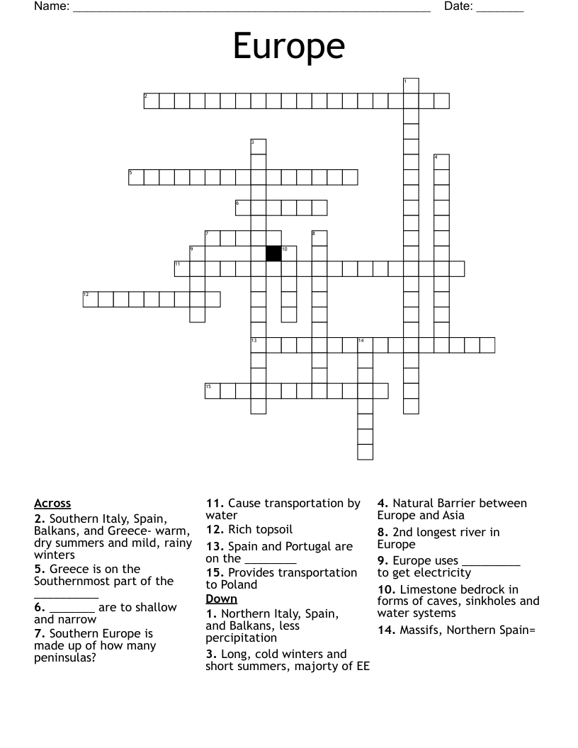 Europe Crossword