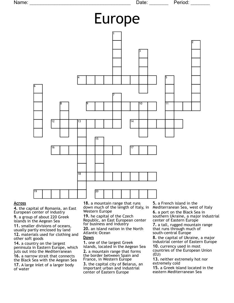 Europe Crossword