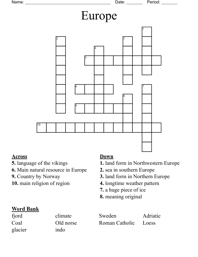 Europe Crossword