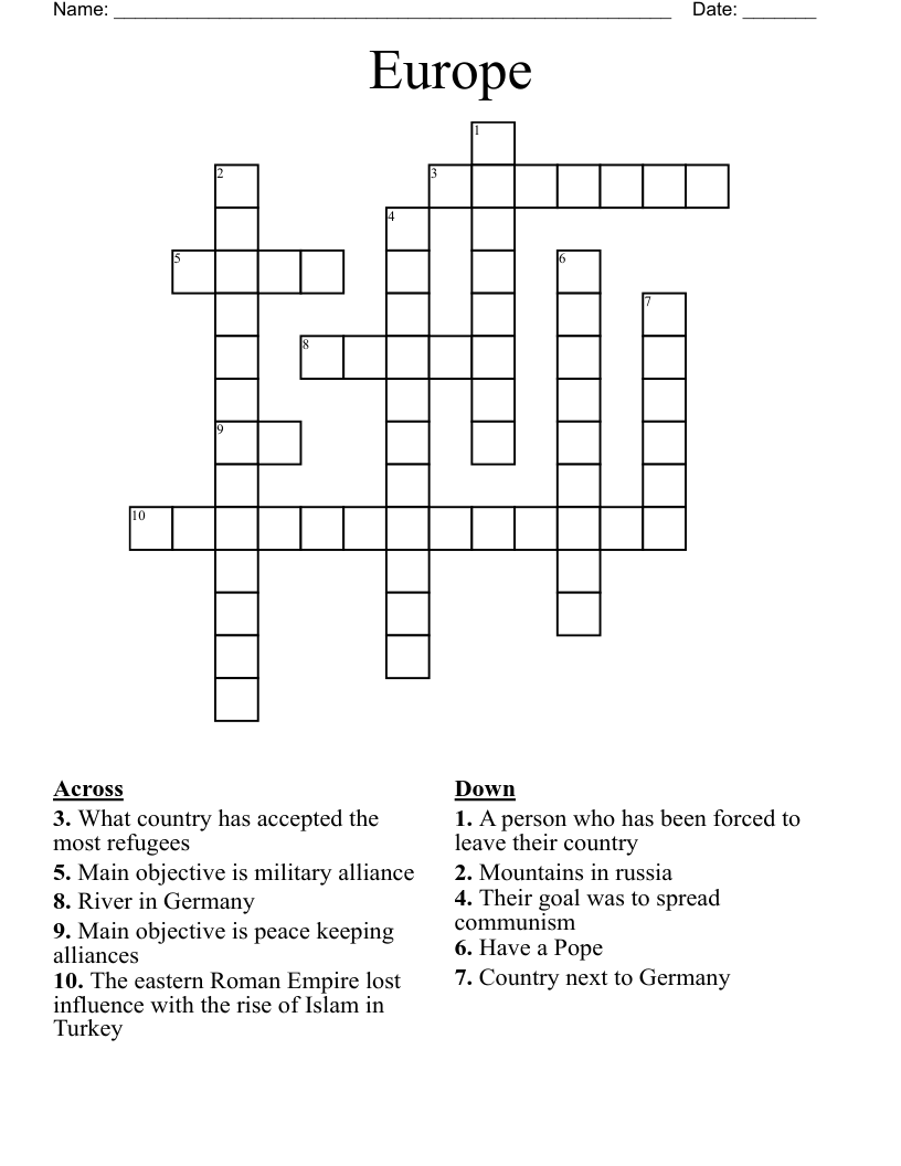 Europe Crossword