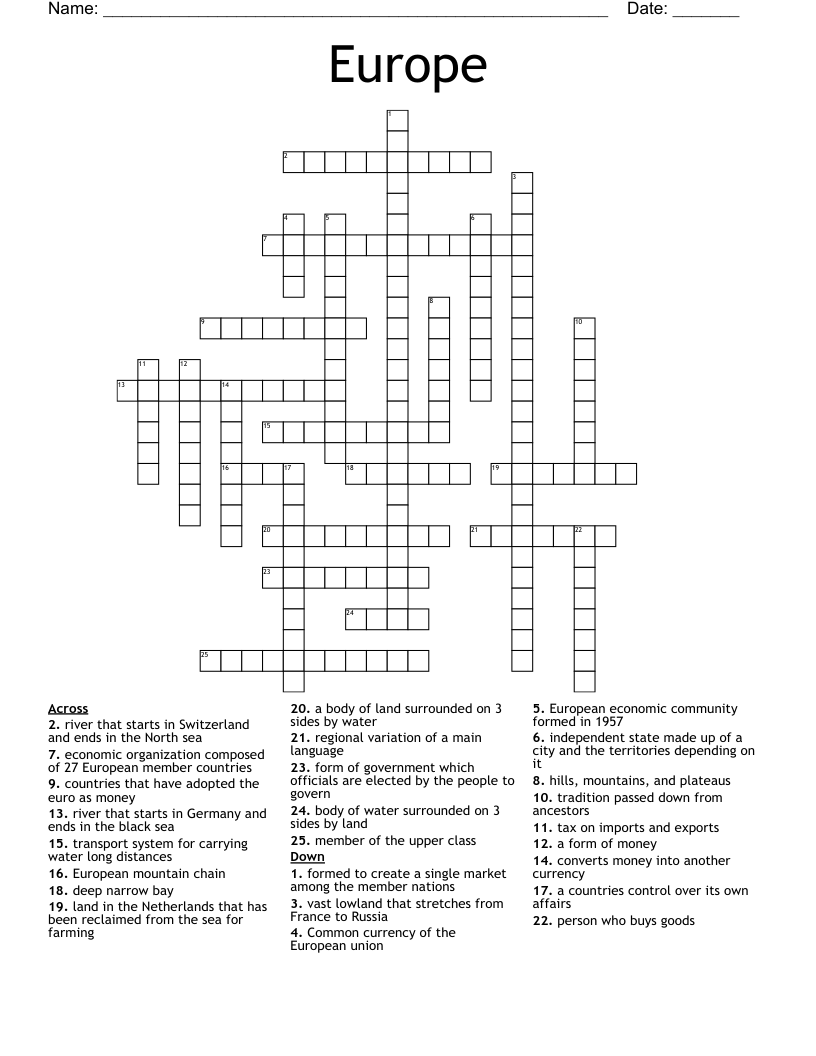 Europe  Crossword