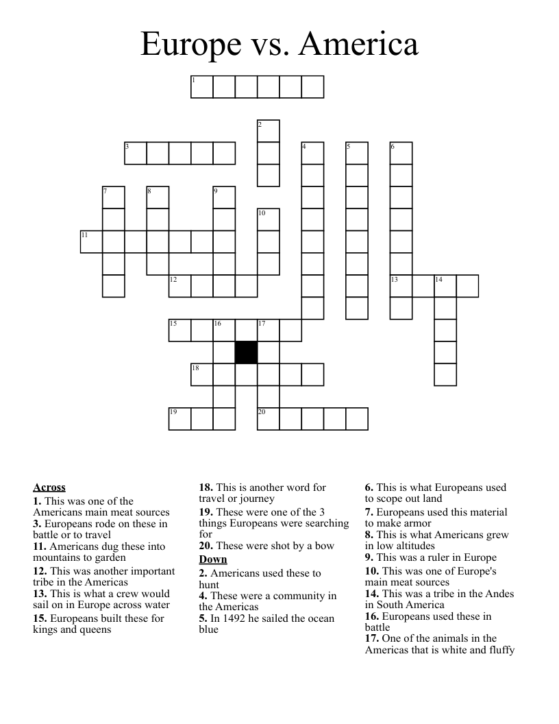 Europe vs. America Crossword