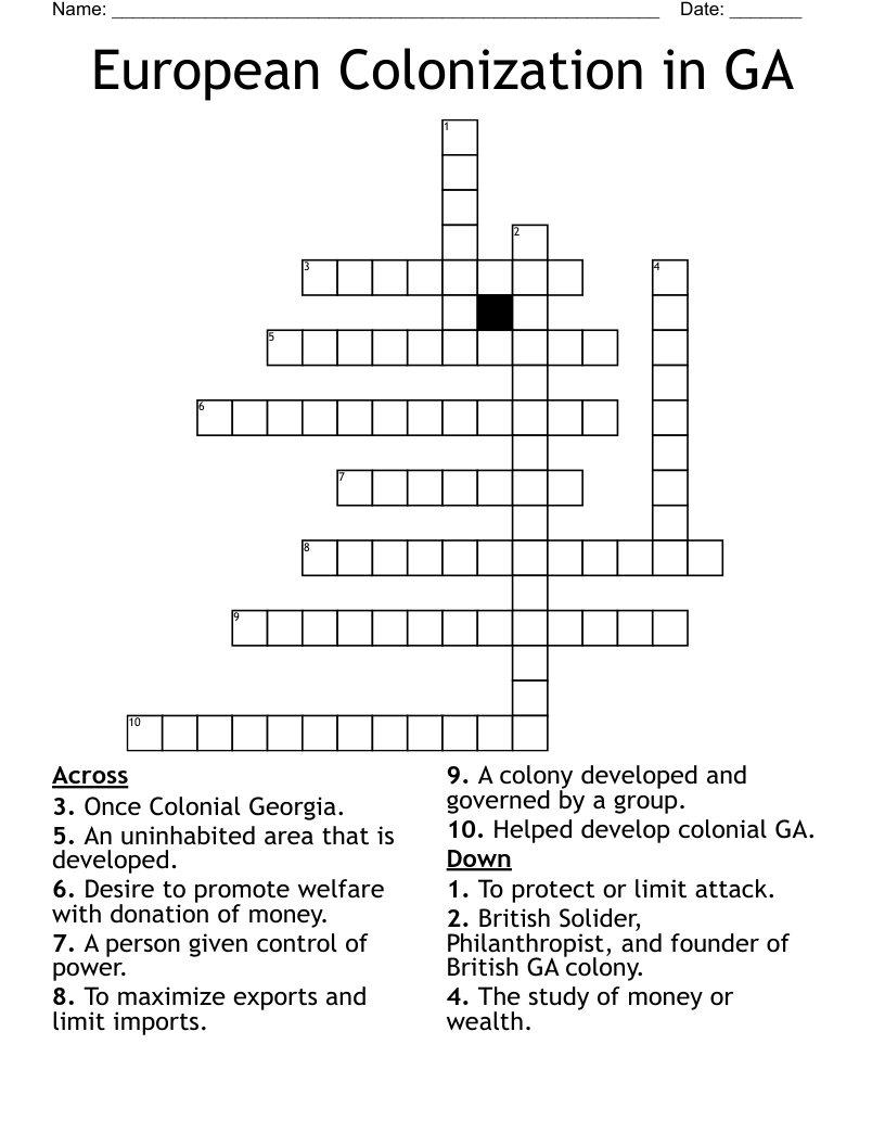 European Colonization in GA Crossword