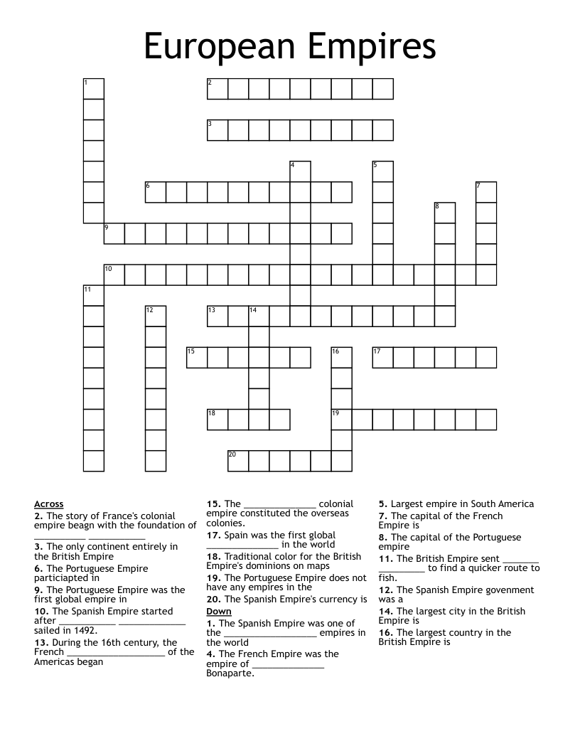 European Empires Crossword