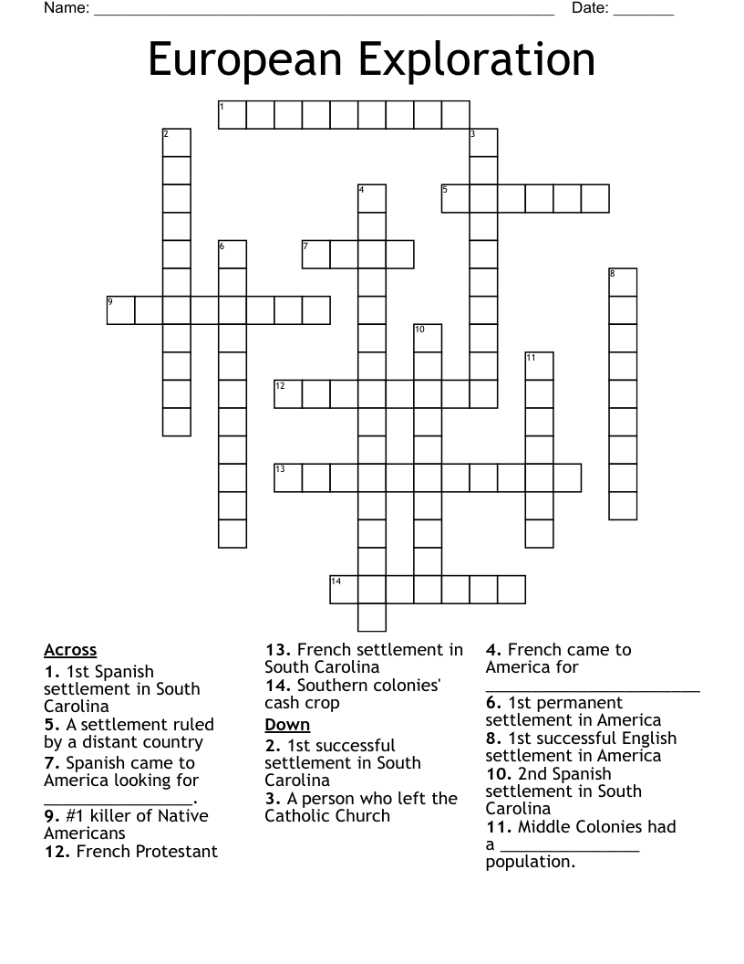 European Exploration Crossword