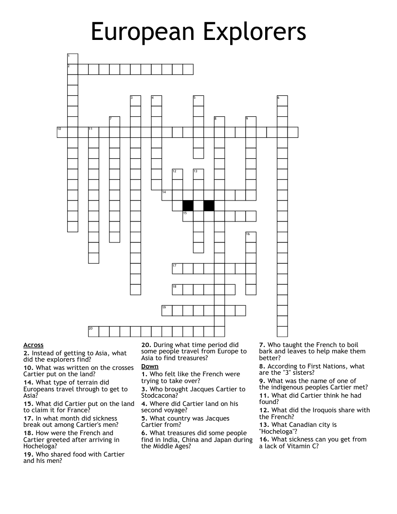 European Explorers Crossword