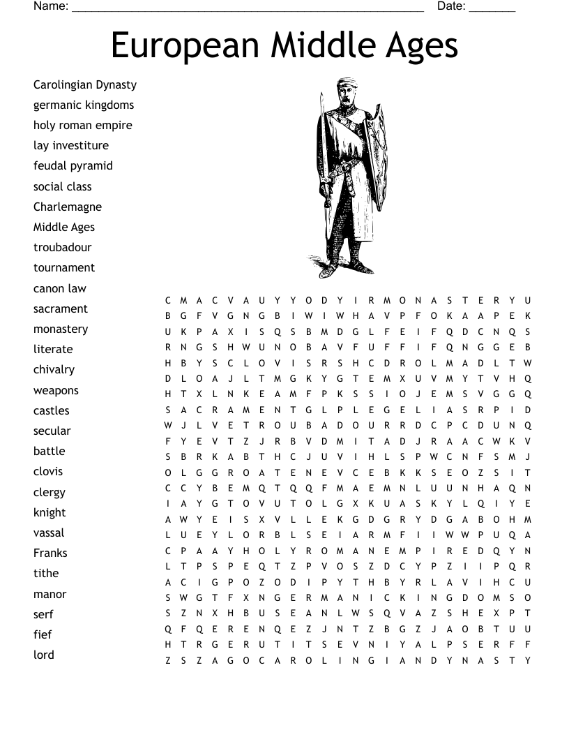 European Middle Ages Word Search