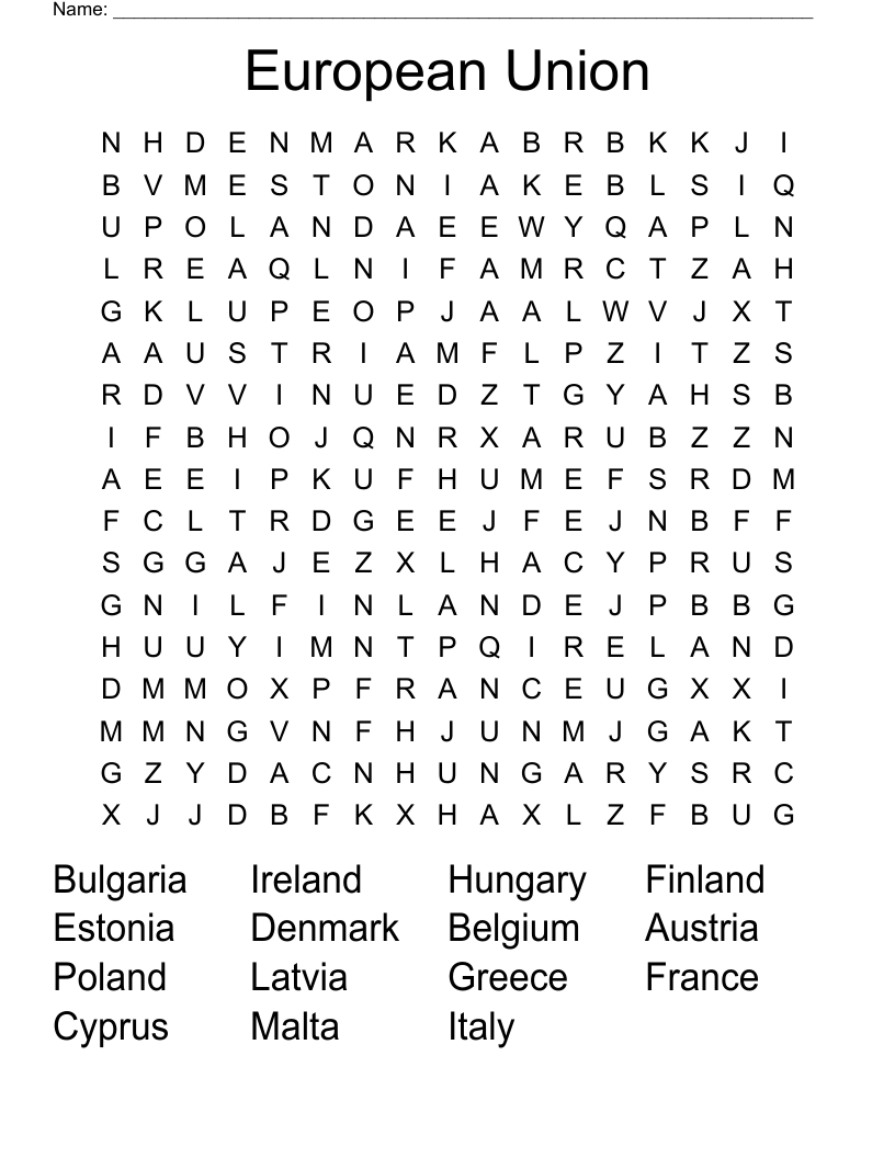 European Union Word Search