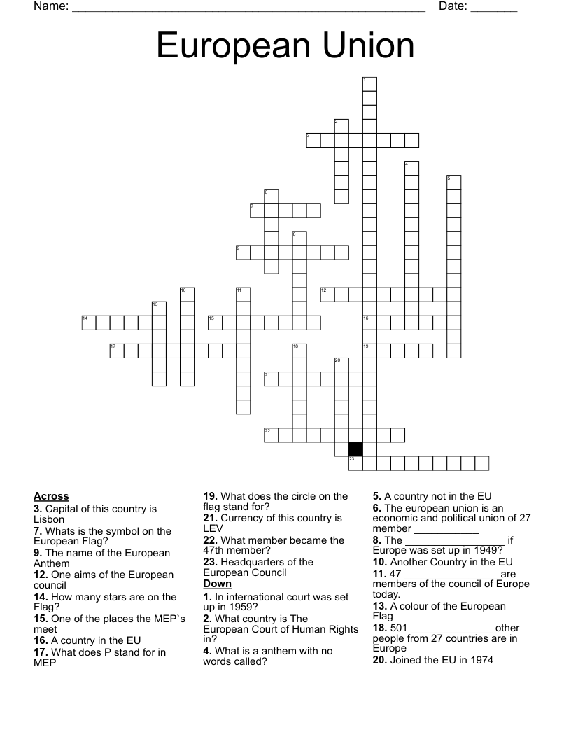 European Union Crossword