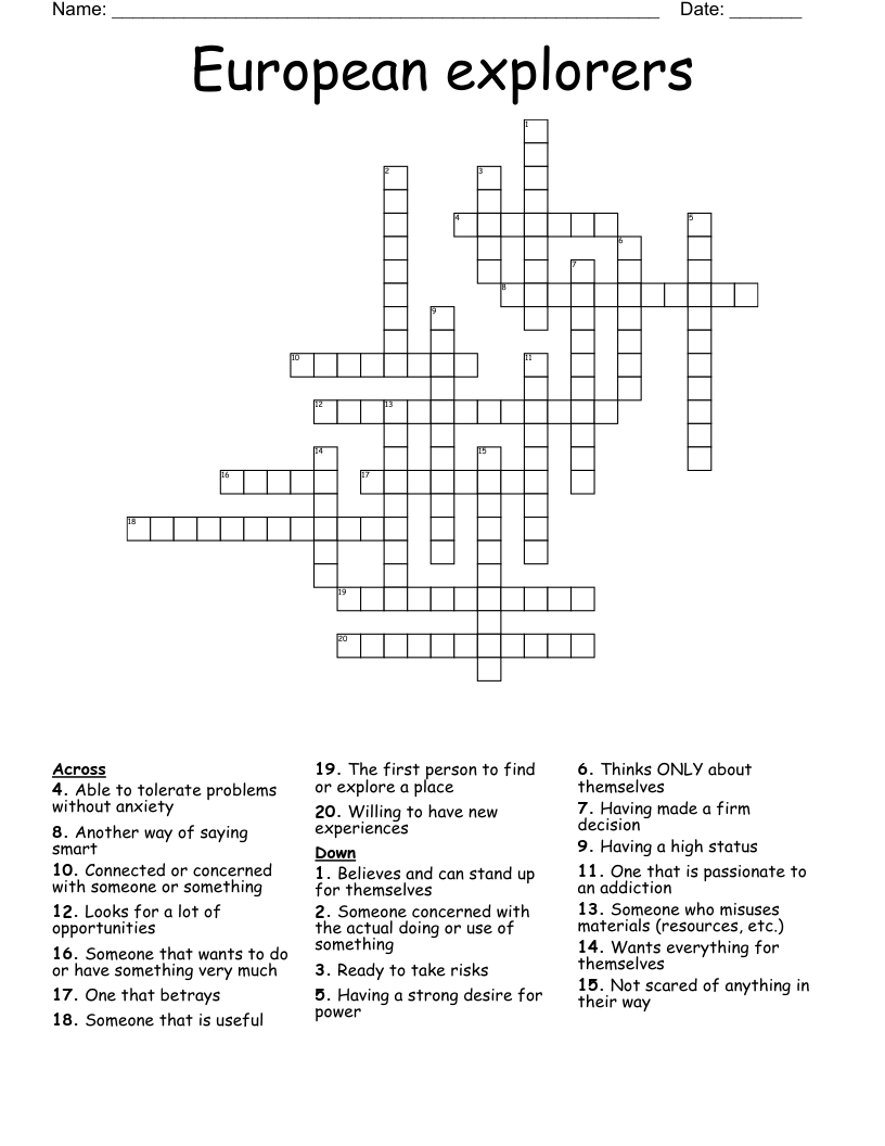 European explorers Crossword