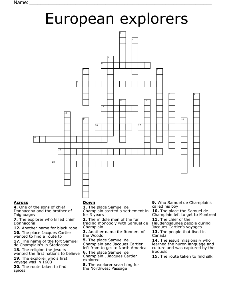 European explorers Crossword
