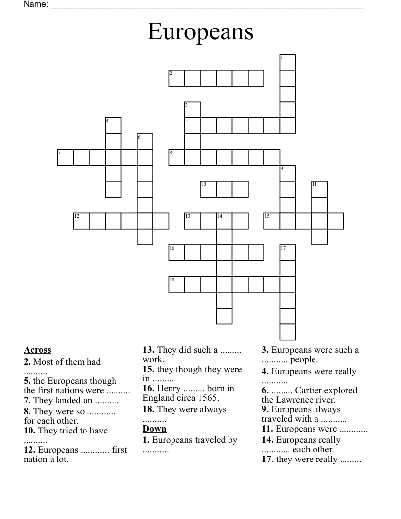 Europeans Crossword