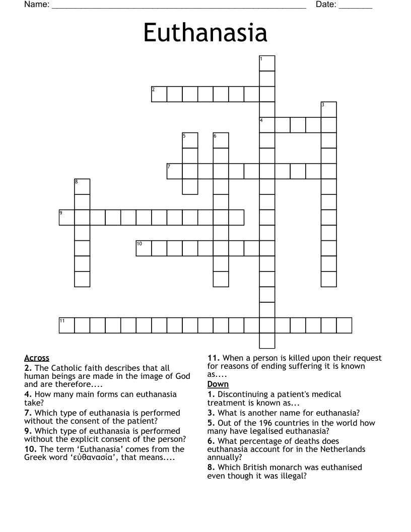 Euthanasia Crossword