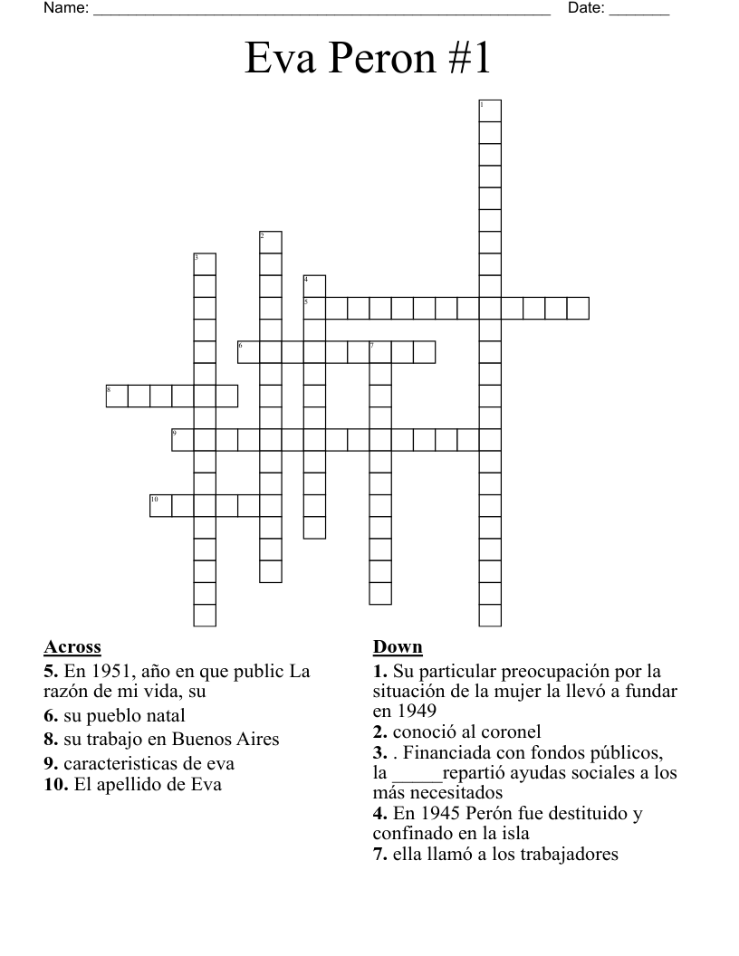 Eva Peron #1 Crossword
