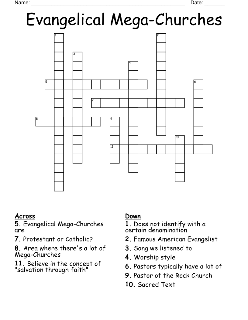 Evangelical Mega-Churches Crossword