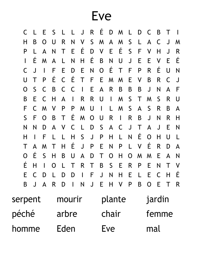Eve Word Search