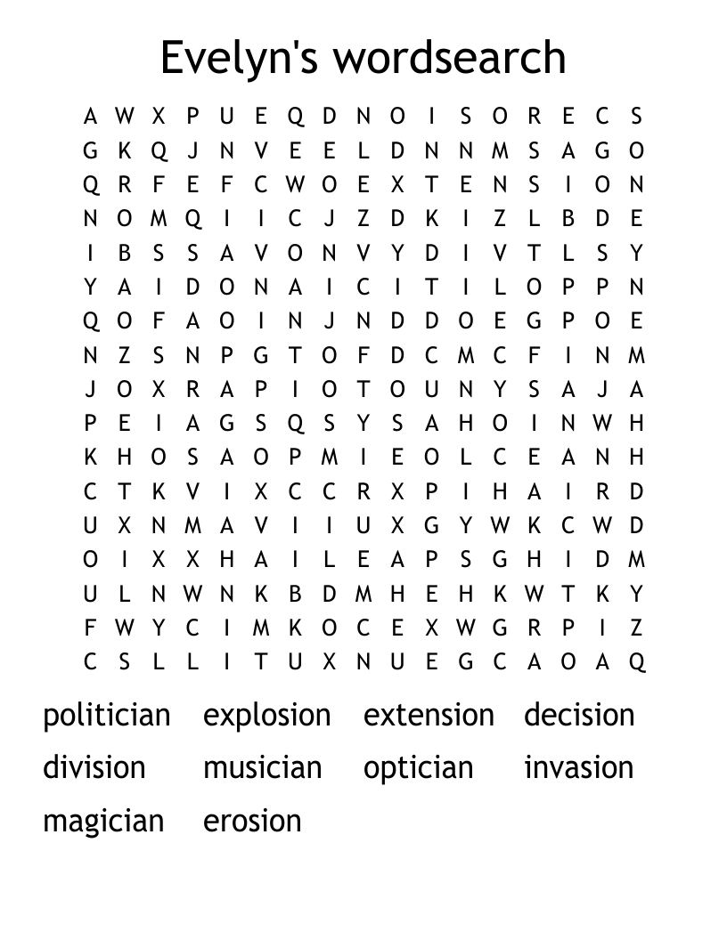 Evelyn's wordsearch