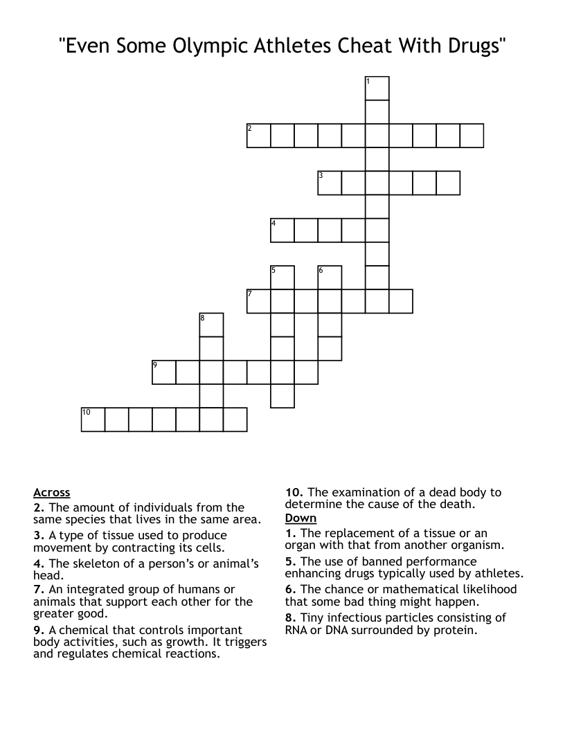 "Even Some Olympic Athletes Cheat With Drugs" Crossword