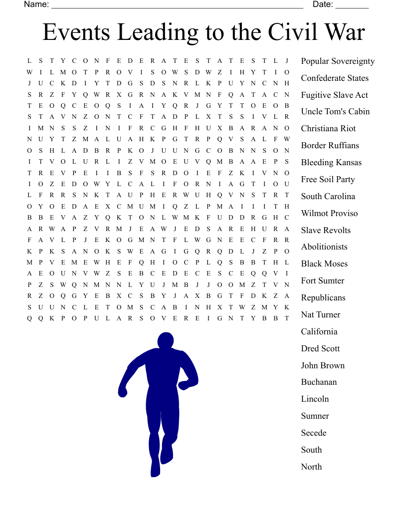 Events Leading to the Civil War Word Search