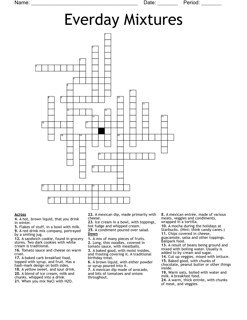 Everday Mixtures Crossword