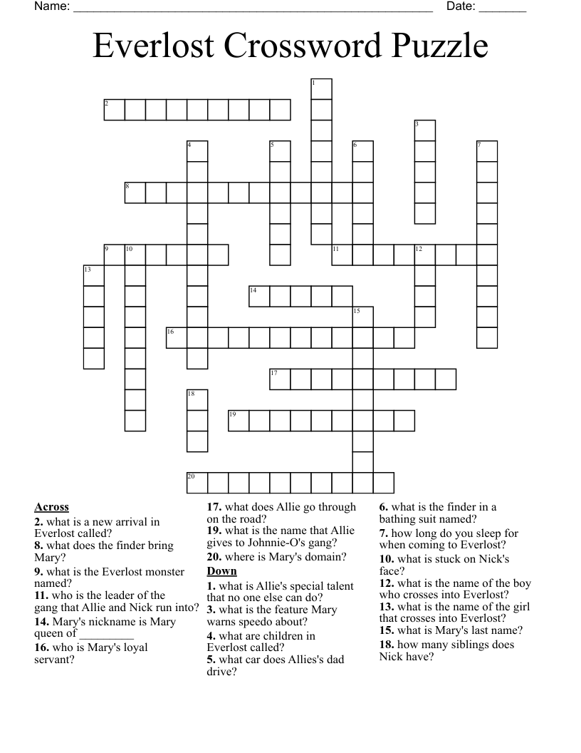 Everlost Crossword Puzzle