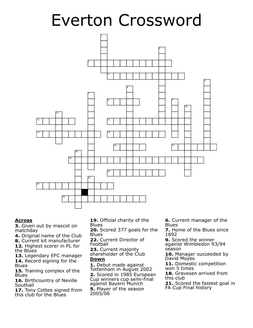Everton Crossword