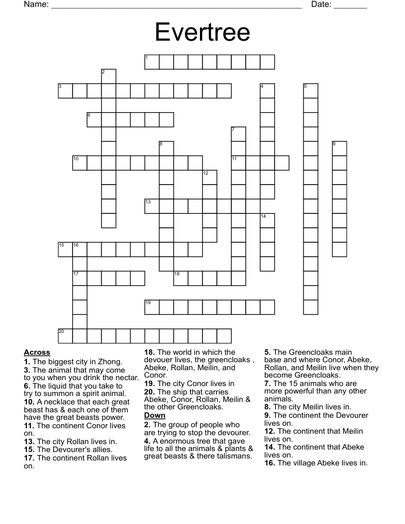 Evertree Crossword