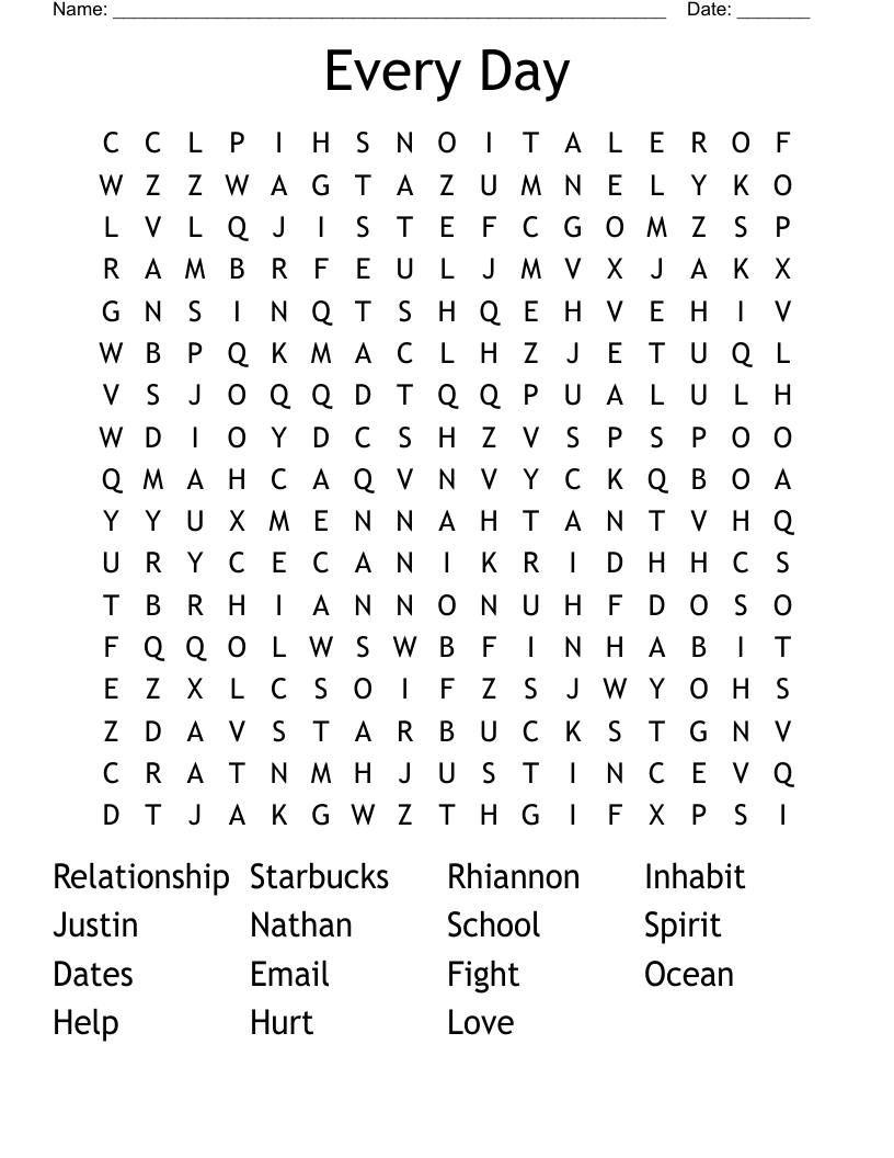 Every Day Word Search