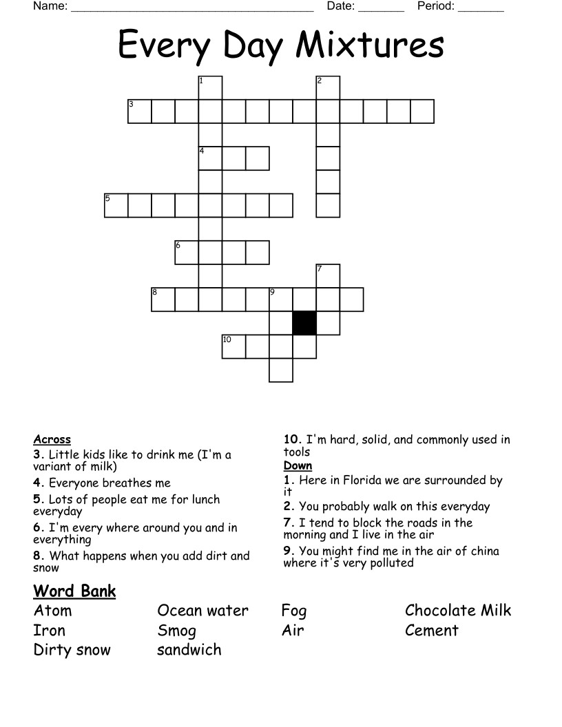 Every Day Mixtures Crossword