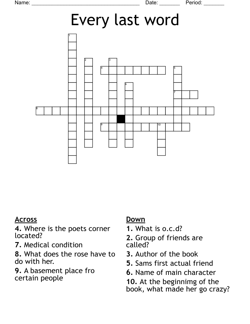 Every last word Crossword