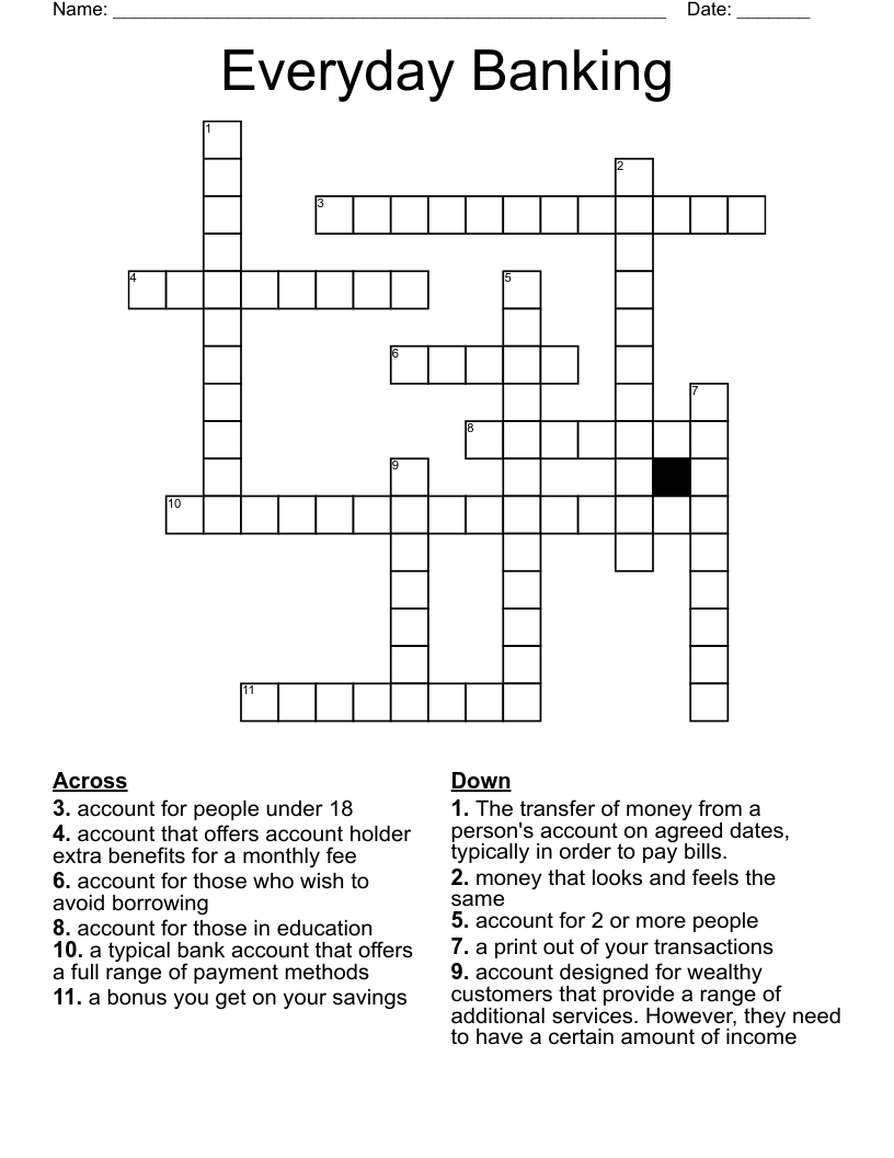Everyday Banking Crossword