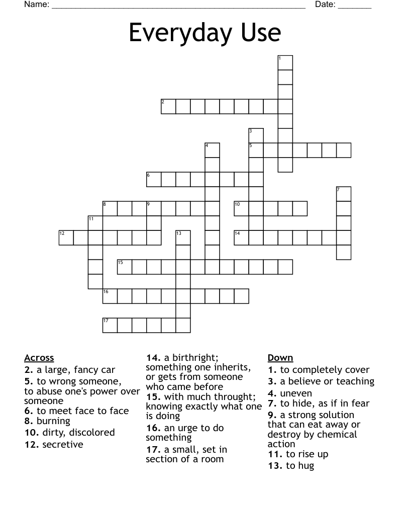 Everyday Use Crossword