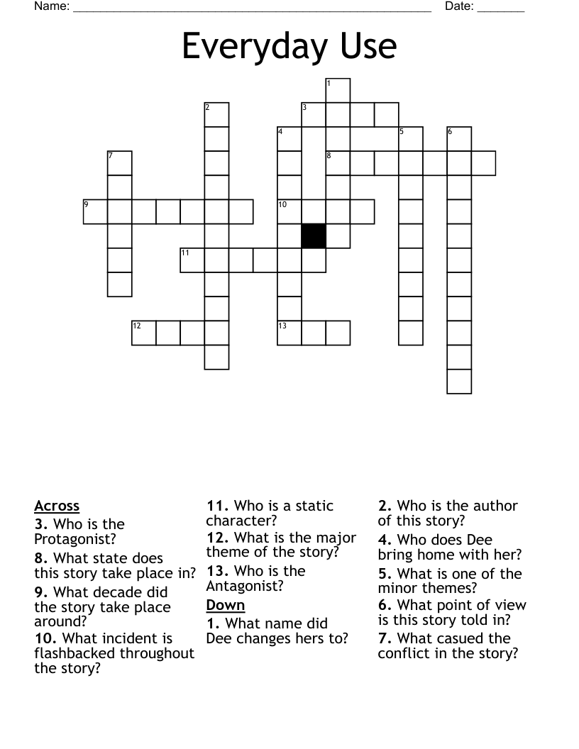 Everyday Use Crossword