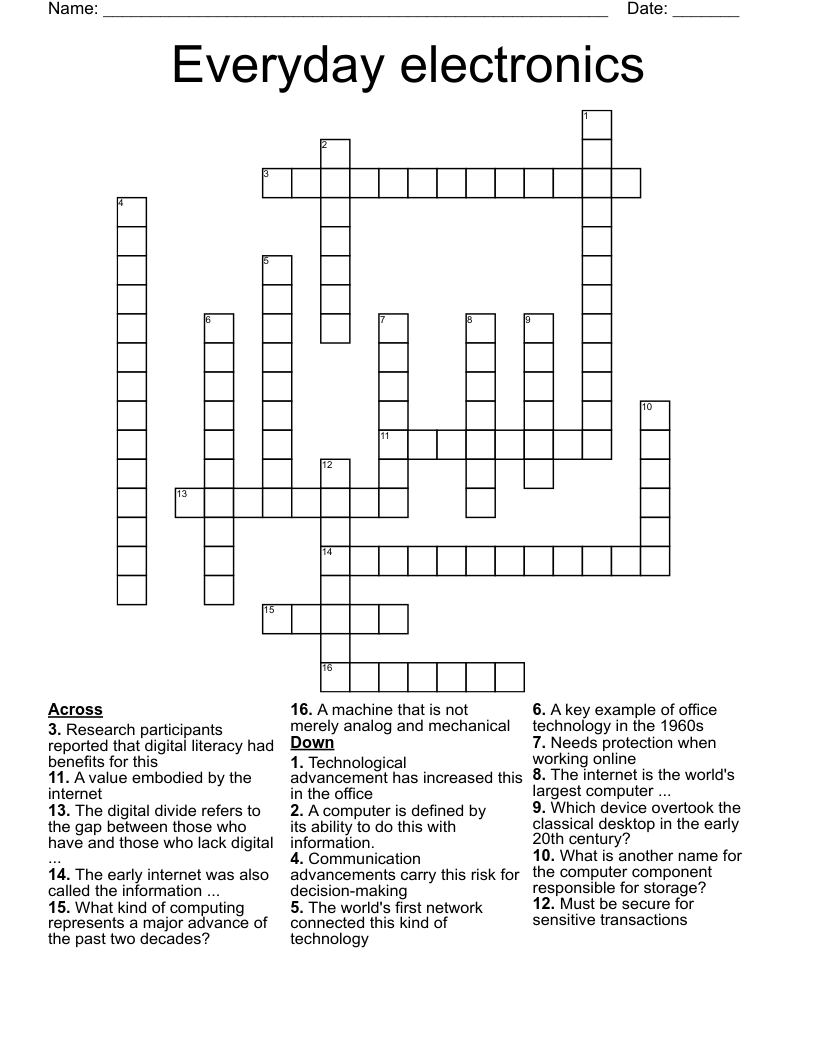 Everyday electronics Crossword
