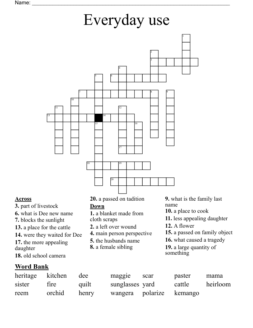 Everyday use Crossword