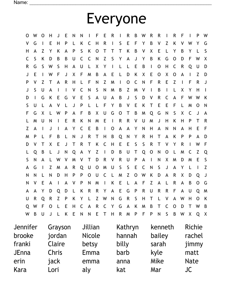 Everyone Word Search