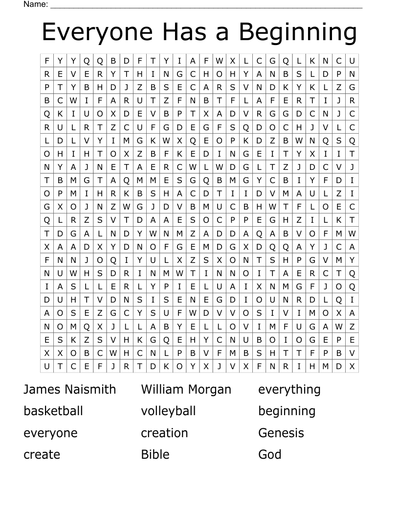 Everyone Has a Beginning Word Search