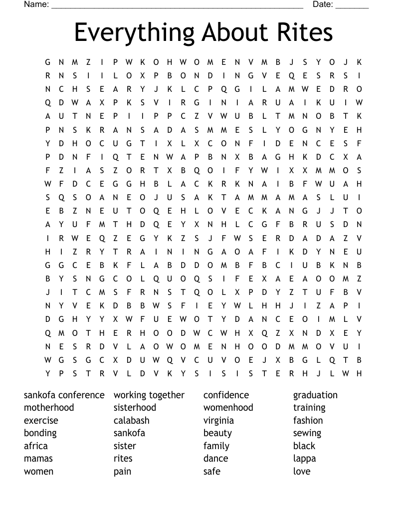 Everything About Rites Word Search