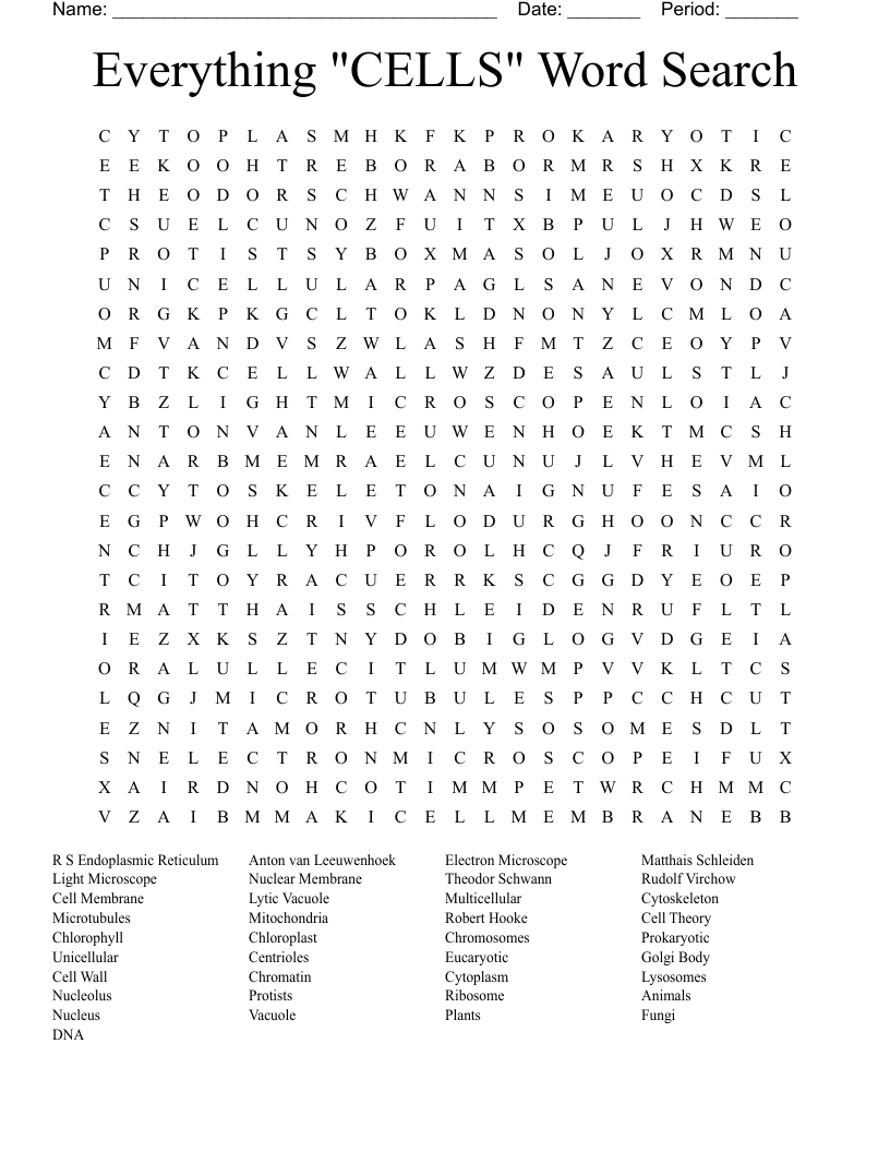 Everything "CELLS" Word Search