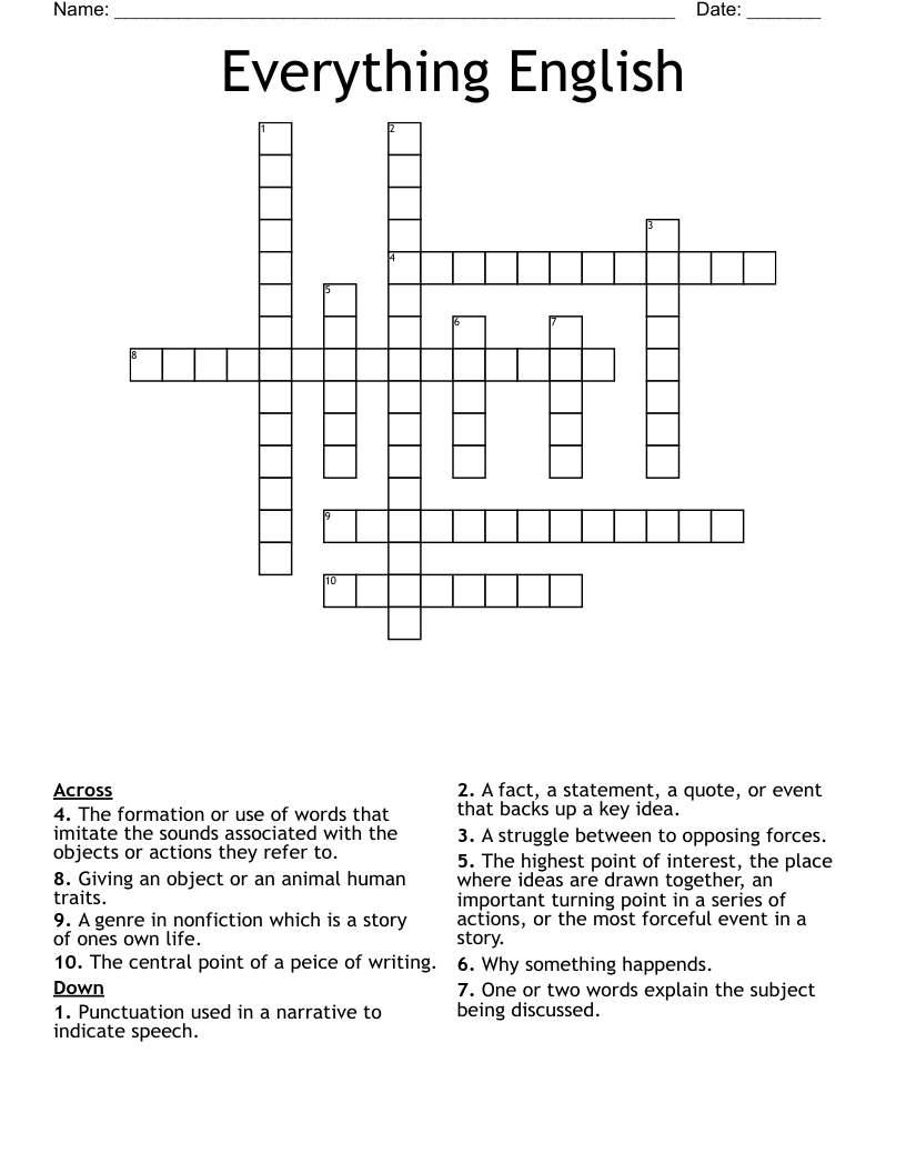 Everything English  Crossword