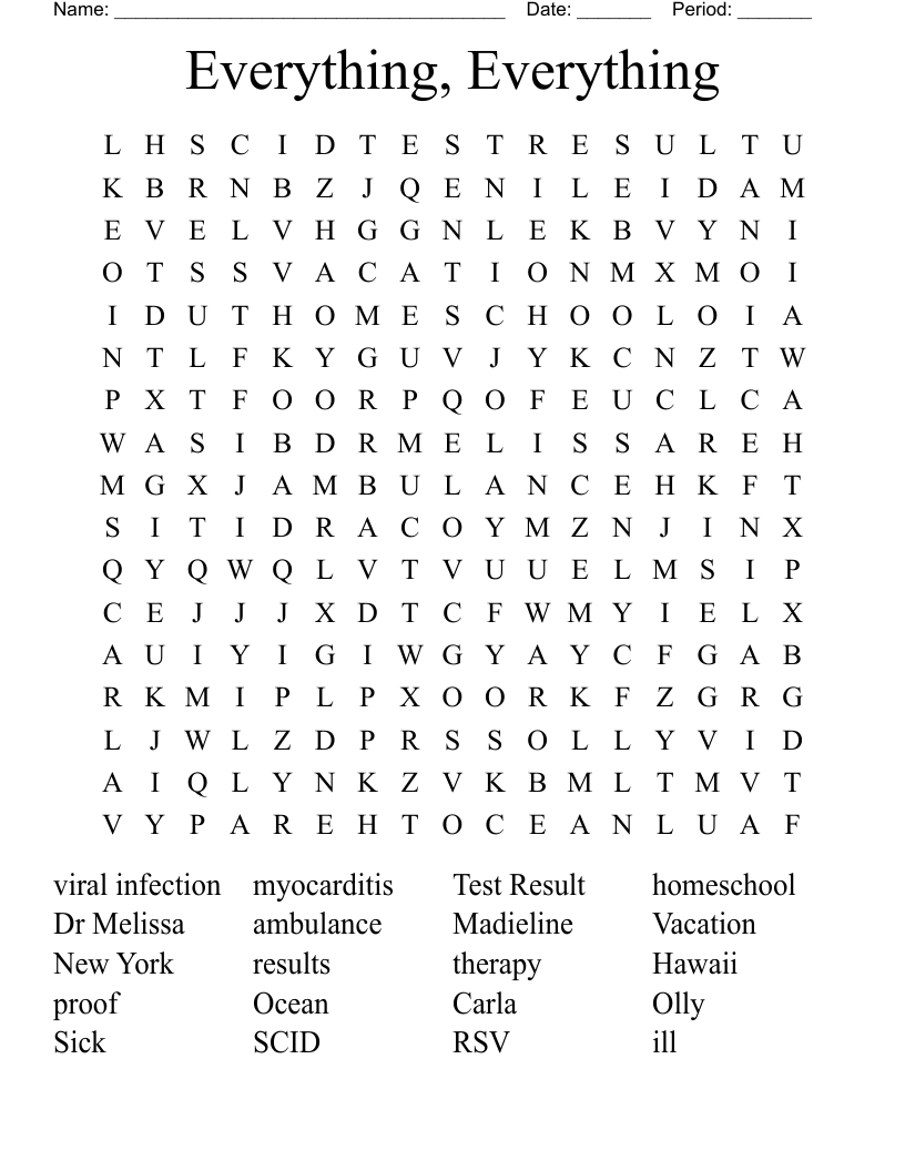 Everything, Everything Word Search